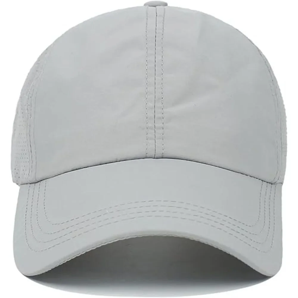 Women's Light Gray Crises Cross Ponytail Adjustable High Messy Bun Baseball Cap